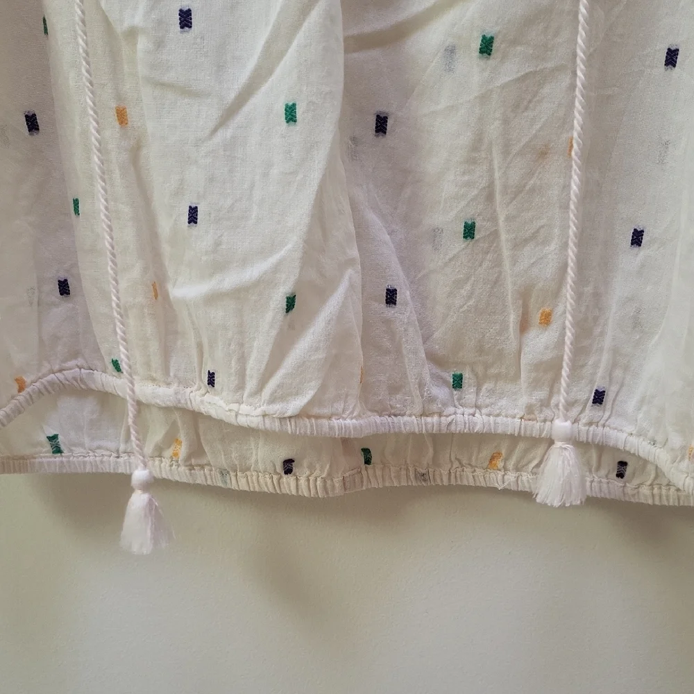 J. Crew Ivory Dot Peasant Top, XS - Picture 6 of 7